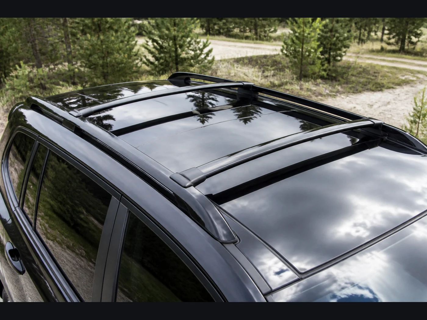 Glossy black roof rack