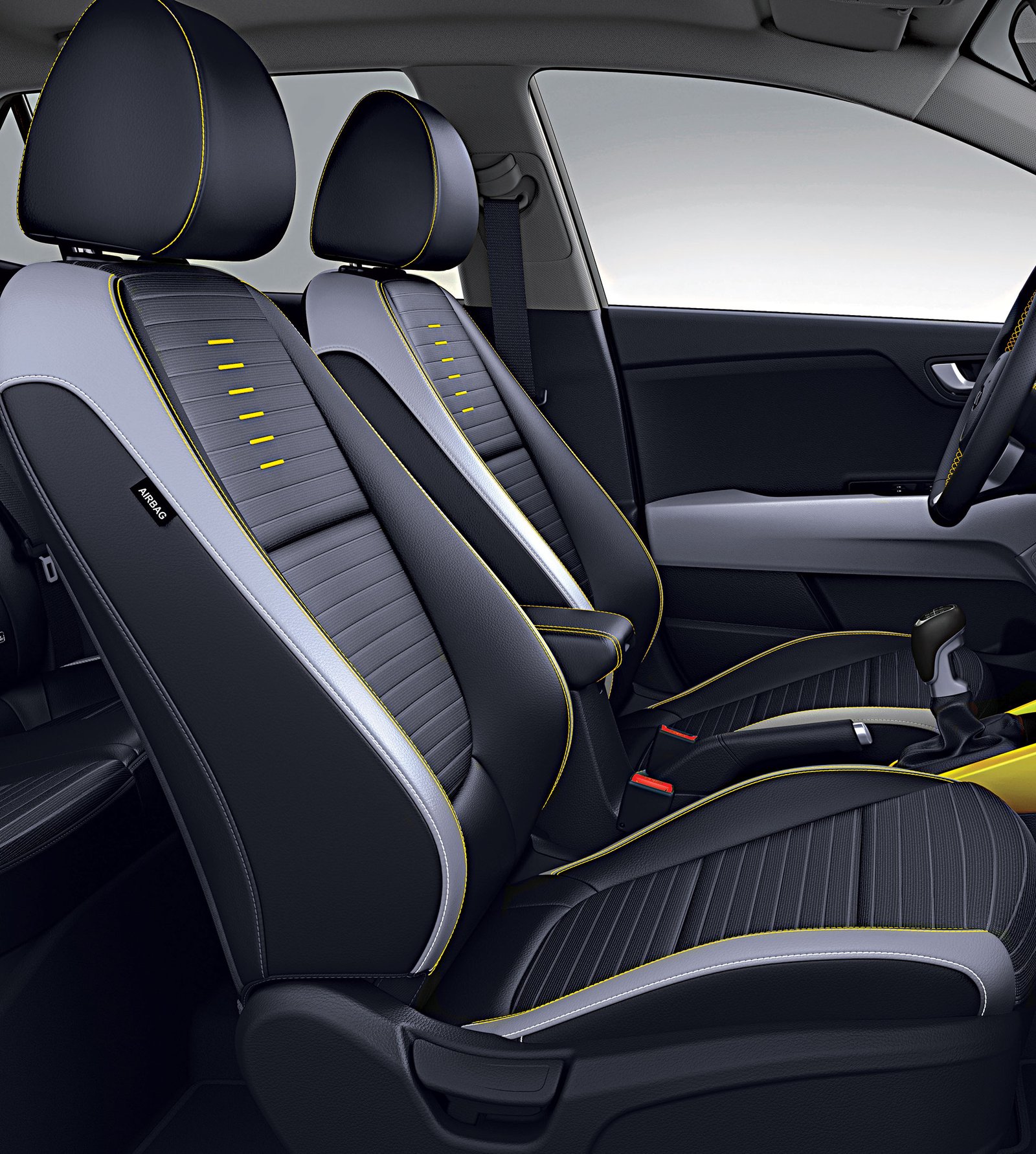 Two Tone Grey Artificial Leather With Yellow Packa